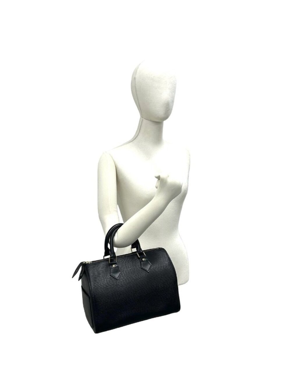 Louis Vuitton with Lock Vintage Speedy 25 Epi Leather Mini Boston Bag Noir - Picture 2 of 10